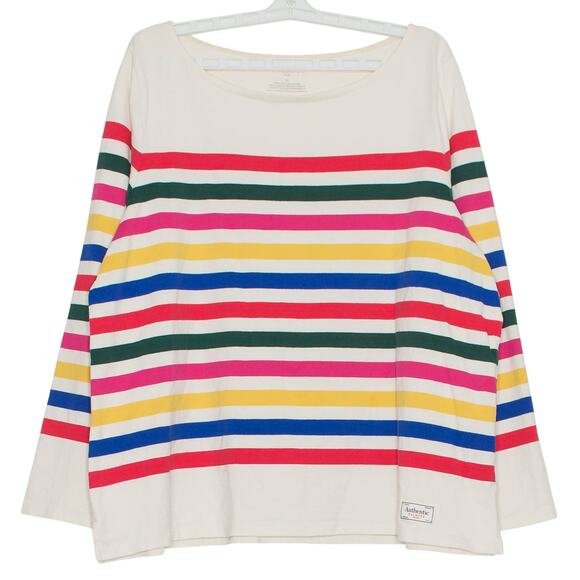 Talbots Top Rainbow Coastal Grandma Cottage Preppy Academia Casual Stripe 2X - Picture 1 of 7
